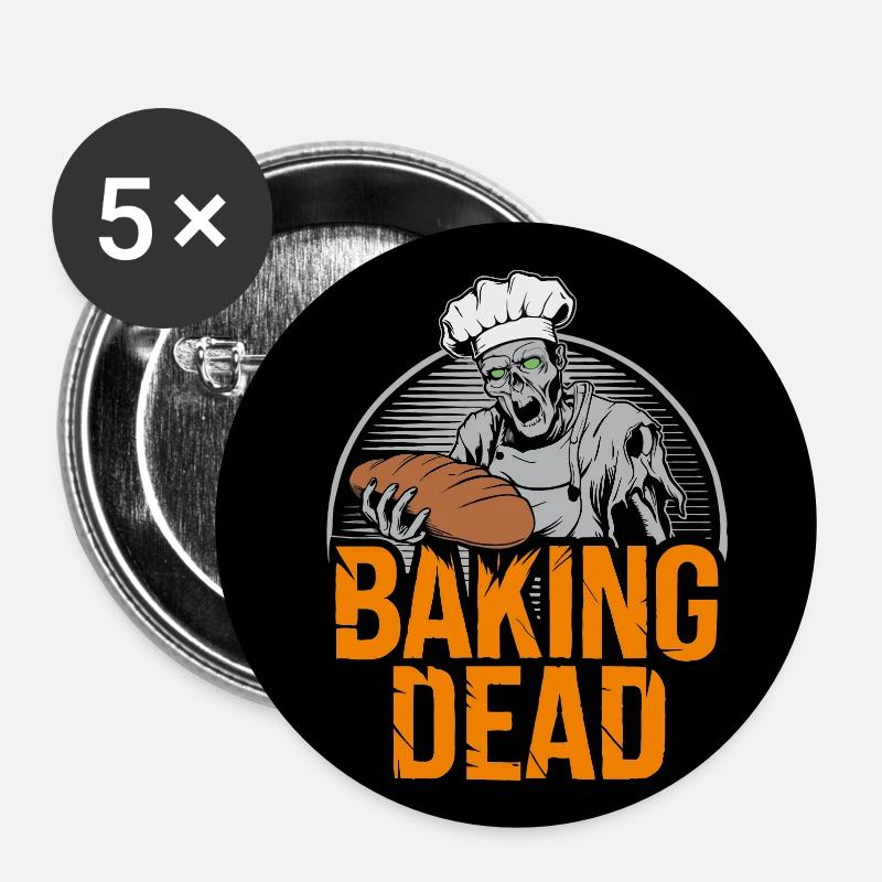 Zombie Bäcker - Buttons klein 25 mm (5er Pack) - Weiß
