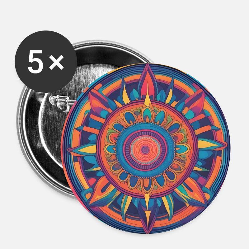 A psychedelic mandala - Buttons small 1''/25 mm (5-pack) - white