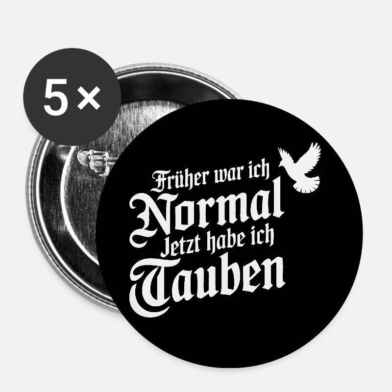 Brieftauben Taubensilhouette lustiger Taubenspruch - Buttons klein 25 mm (5er Pack) - Weiß
