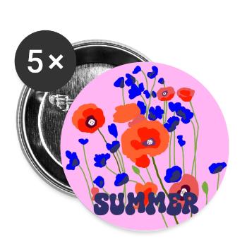 Sommer Mohn - Buttons klein 25 mm (5er Pack) - Weiß - Vorne