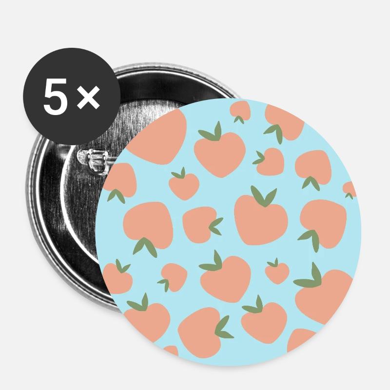 Süße Pfirsiche - Buttons klein 25 mm (5er Pack) - Weiß