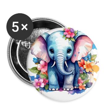 Elefant,Graffiti, bunt, Malerei,blumen - Buttons klein 25 mm (5er Pack) - Weiß - Vorne