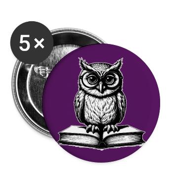 Owls Line Drawing Illustration - Buttons small 1''/25 mm (5-pack) - white - Front