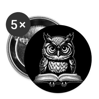 Owls Line Drawing Illustration - Buttons small 1''/25 mm (5-pack) - white - Front