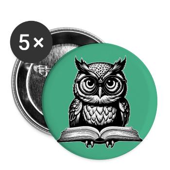 Owls Line Drawing Illustration - Buttons small 1''/25 mm (5-pack) - white - Front