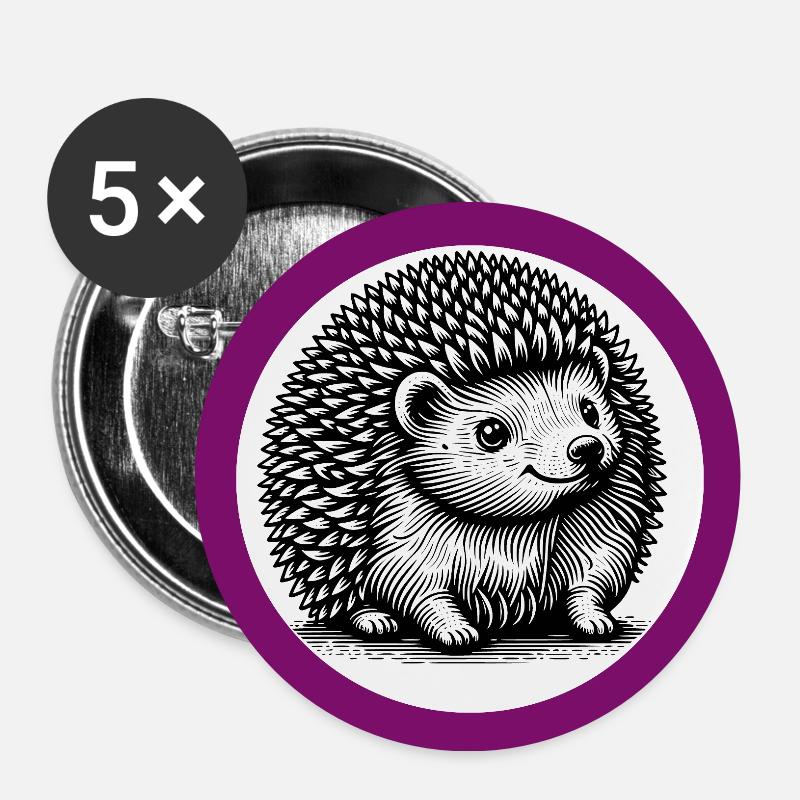 Cute little hedgehog - Buttons small 1''/25 mm (5-pack) - white