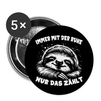 Cool bleiben immer mit der Ruhe lustiges Faultier - Buttons klein 25 mm (5er Pack) - Weiß - Vorne