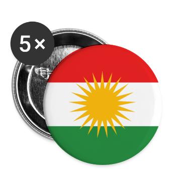 Drapeau du Kurdistan Bakur Bashur Rojava Rojhlt Newroz - Lot de 5 petits badges (25 mm) - blanc - Devant