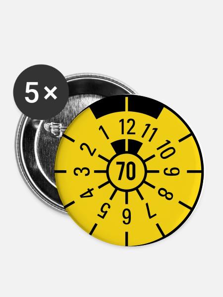 TÜV 1970 - Buttons klein 25 mm (5er Pack) - Weiß