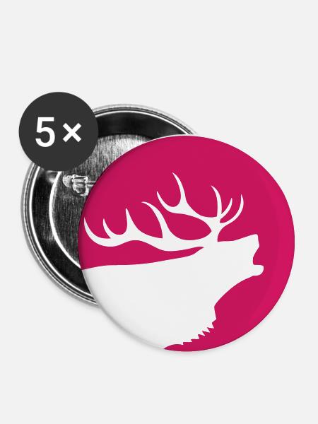 Röhrender Hirsch - Buttons klein 25 mm (5er Pack) - Weiß