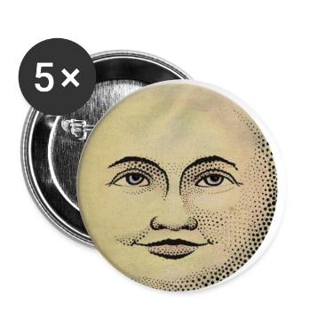 moon face - Buttons small 1''/25 mm (5-pack) - white - Front