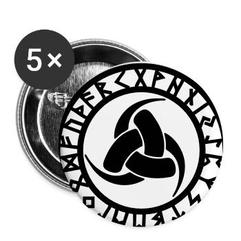 cornes du Dieu Odin, triple horn of Odin, runes - Lot de 5 petits badges (25 mm) - blanc - Devant