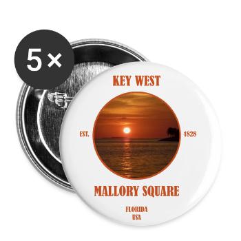 Key West Florida Keys Miami Coucher de soleil ÉTATS-UNIS - Lot de 5 petits badges (25 mm) - blanc - Devant