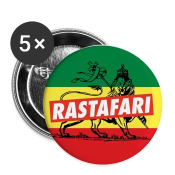 Rastafari - Lion of Judah Reggae Rasta Roots Shirt - Buttons klein 25 mm (5er Pack) - Weiß - Vorne