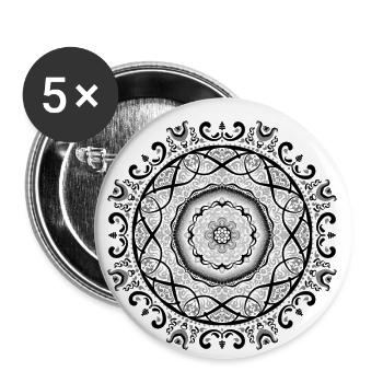 Classic Mandalas No.1 - Buttons klein 25 mm (5er Pack) - Weiß - Vorne