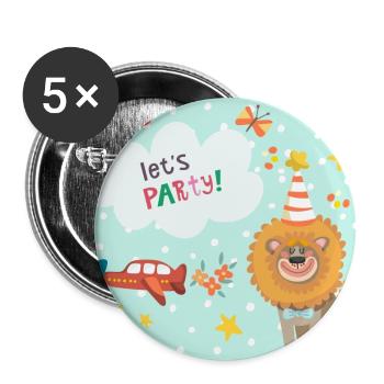 Partylöwe - feiernde Tierfreunde blau - Buttons klein 25 mm (5er Pack) - Weiß - Vorne