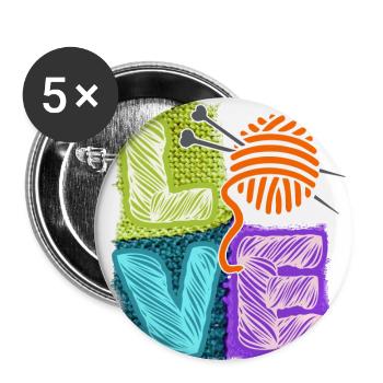 I love knitting and crocheting and wool - Buttons small 1''/25 mm (5-pack) - white - Front