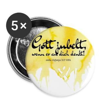 God cheers when he thinks of you! - Buttons small 1''/25 mm (5-pack) - white - Front