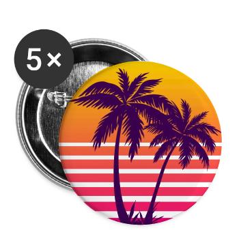 Dépasser les palmiers rétro de soleil - Lot de 5 petits badges (25 mm) - blanc - Devant