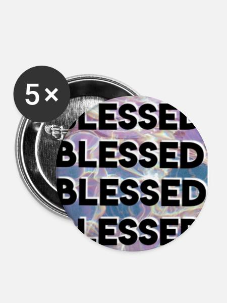 Blessed - christliches Design - Buttons klein 25 mm (5er Pack) - Weiß