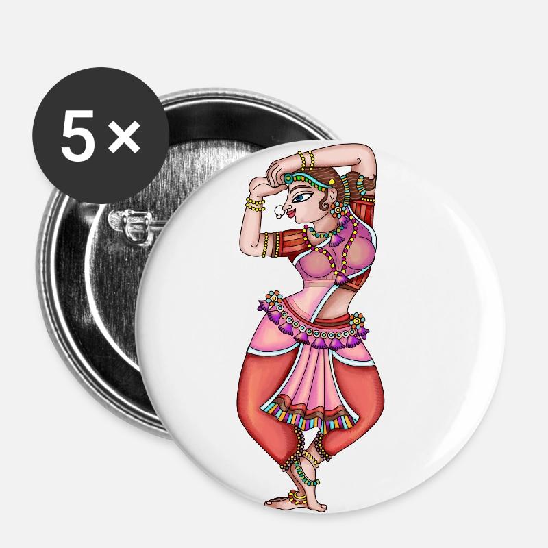 Danseur - Lot de 5 petits badges (25 mm) - blanc