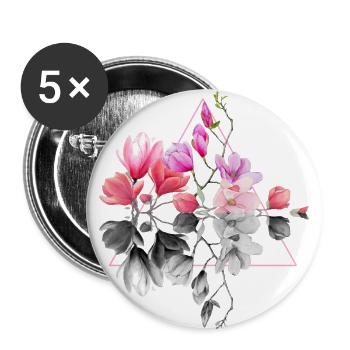 Blumen Design Motiv Geometrisch - Buttons klein 25 mm (5er Pack) - Weiß - Vorne