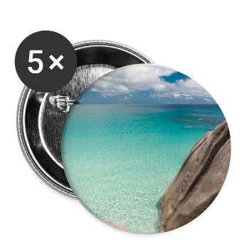 Motive: dream beach Anse Lazio on the Seychelles - Buttons small 1''/25 mm (5-pack) - white - Front