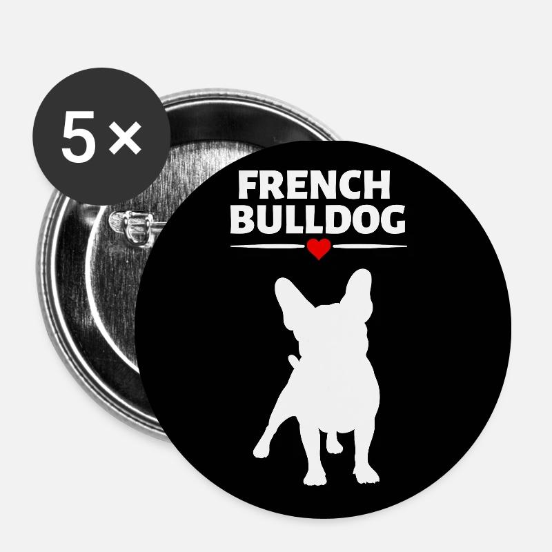 french bulldog - Buttons klein 25 mm (5er Pack) - Weiß