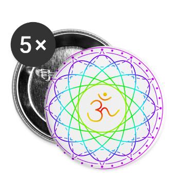 Sacred geometry with Om symbol - Buttons small 1''/25 mm (5-pack) - white - Front