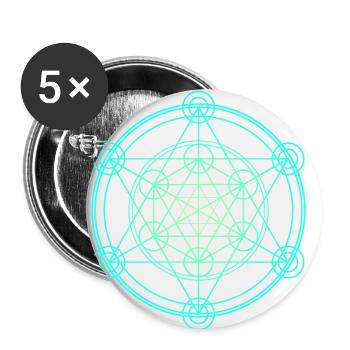 Merkaba Sacred Geometry - Buttons small 1''/25 mm (5-pack) - white - Front