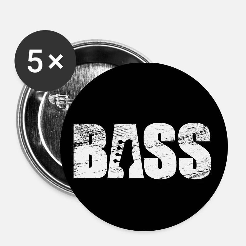 Basse - Lot de 5 petits badges (25 mm) - blanc