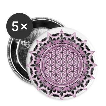 Flower of Life, Yoga, Sacred Geometry, vintage - Buttons small 1''/25 mm (5-pack) - white - Front