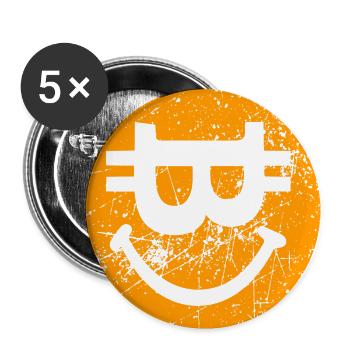 Bitcoin Smile Blockchain Motto - Buttons klein 25 mm (5er Pack) - Weiß - Vorne