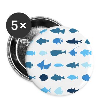 Les petits poissons - Lot de 5 petits badges (25 mm) - blanc - Devant