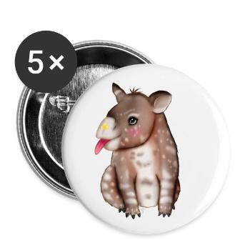 Baby Tapir - Buttons klein 25 mm (5er Pack) - Weiß - Vorne