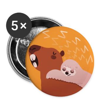 Capybara somnolent & paresseux - Lot de 5 petits badges (25 mm) - blanc - Devant