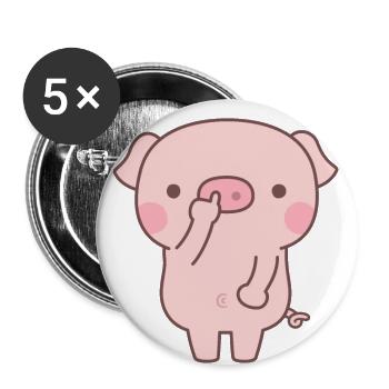 Mignon petit cochon cueillette nez Doodle - Lot de 5 petits badges (25 mm) - blanc - Devant