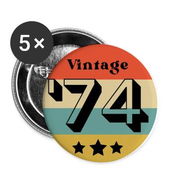 Jahrgang 1974 - Buttons klein 25 mm (5er Pack) - Weiß - Vorne