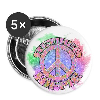 Hippie Frieden Peace 60`s 70`s Liebe T-Shirt - Buttons klein 25 mm (5er Pack) - Weiß - Vorne