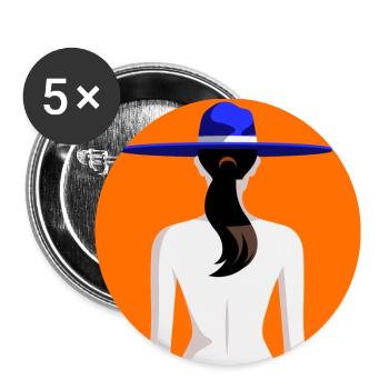 Femme au sombrero - Lot de 5 petits badges (25 mm) - blanc - Devant