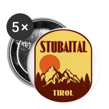 Stubaital Tirol - Buttons klein 25 mm (5er Pack) - Weiß - Vorne