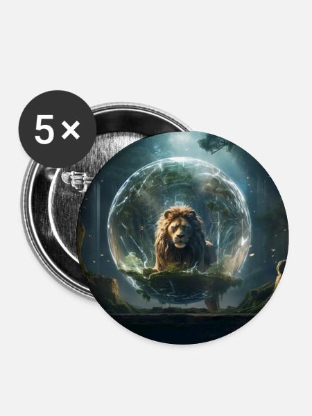 Dimensionaler Löwe - Buttons klein 25 mm (5er Pack) - Weiß