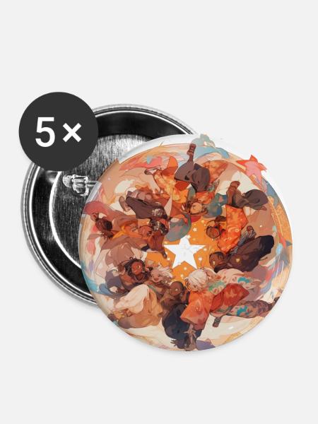 Nahkampf-Stern - Buttons klein 25 mm (5er Pack) - Weiß