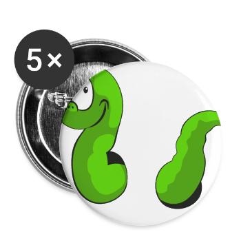 Wurm Würmchen Wurmloch Regenwurm - Buttons klein 25 mm (5er Pack) - Weiß - Vorne