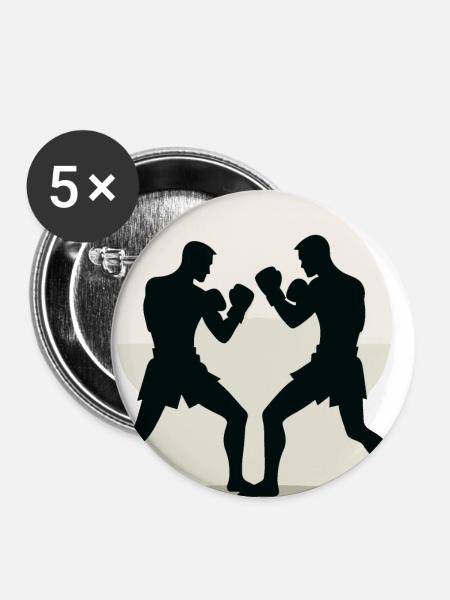 Kickboxen Kickboxer - Buttons klein 25 mm (5er Pack) - Weiß