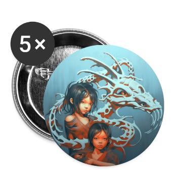 Les enfants du dragon - Lot de 5 petits badges (25 mm) - blanc - Devant
