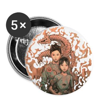 The Fire Dragon - Buttons small 1''/25 mm (5-pack) - white - Front