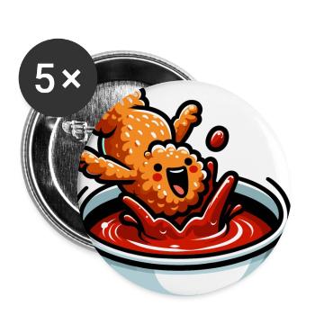 Fried Chicken Chicken Wings Chicken Gift - Buttons small 1''/25 mm (5-pack) - white - Front
