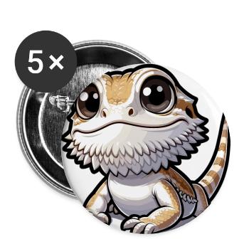 Niedliche Bartagame Zeichnung Gecko Eidechse - Buttons klein 25 mm (5er Pack) - Weiß - Vorne