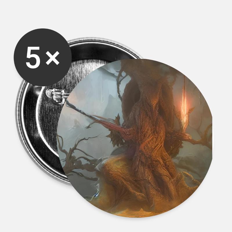 Alraune oder Baum - Buttons klein 25 mm (5er Pack) - Weiß